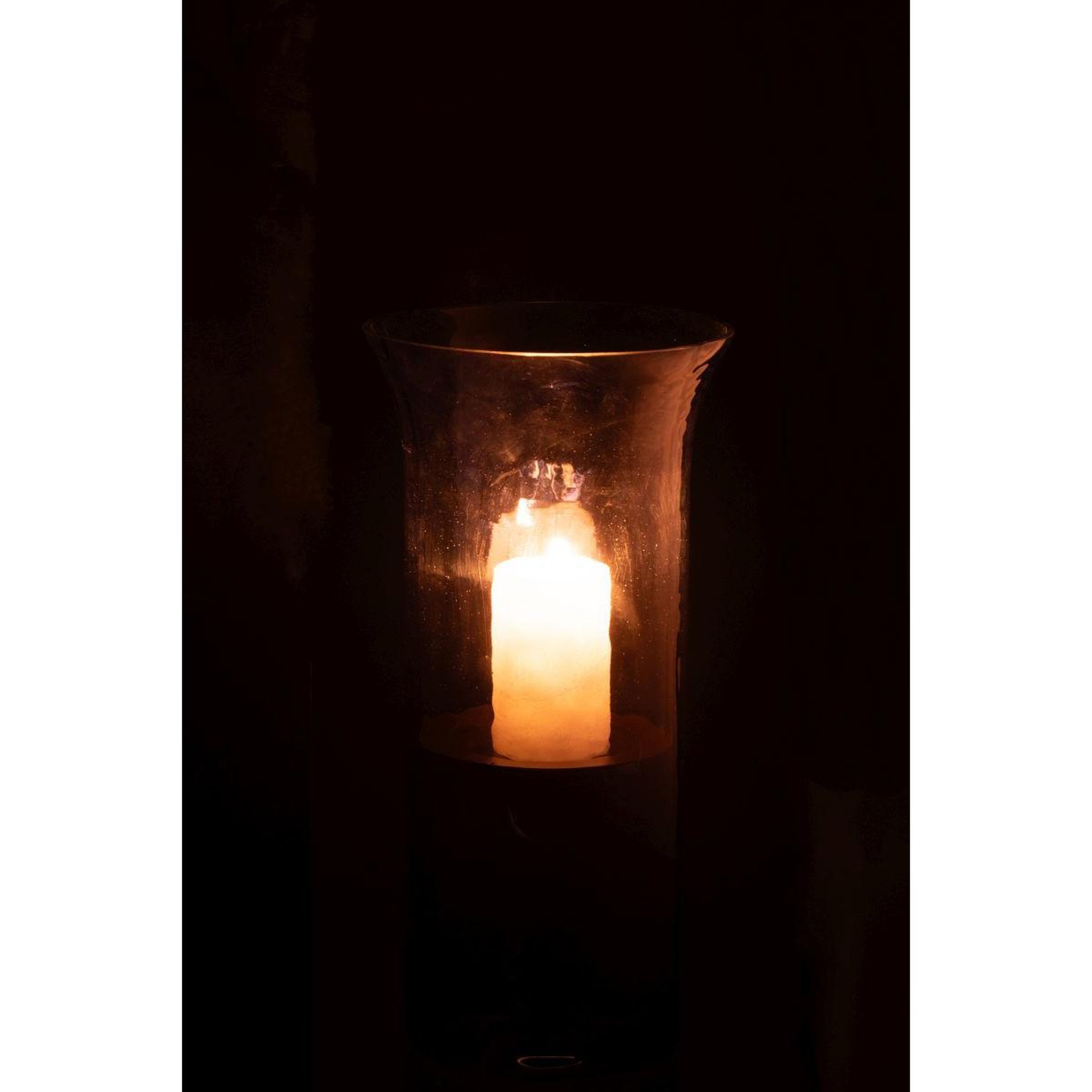 Voir la diapositive 3 : J-LINE Photophore étroit en verre  tarifa  30cm bleu