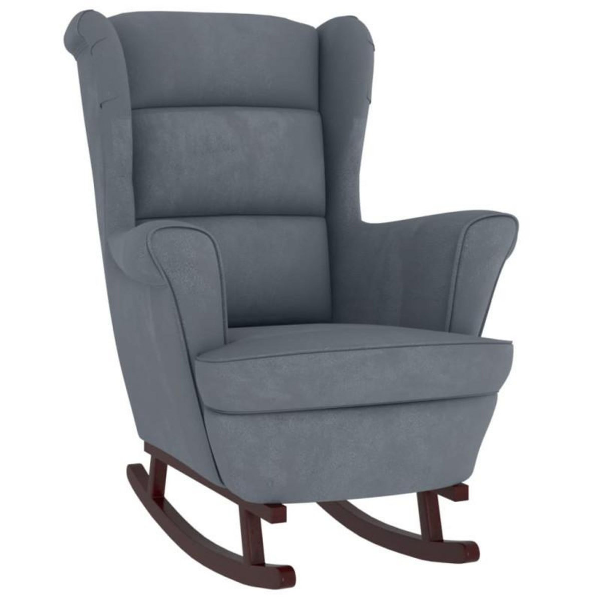 VIDAXL Fauteuil à bascule et pieds en bois d hévéa Gris foncé Velours