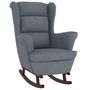 Voir la diapositive 2 : VIDAXL Fauteuil à bascule et pieds en bois d hévéa Gris foncé Velours