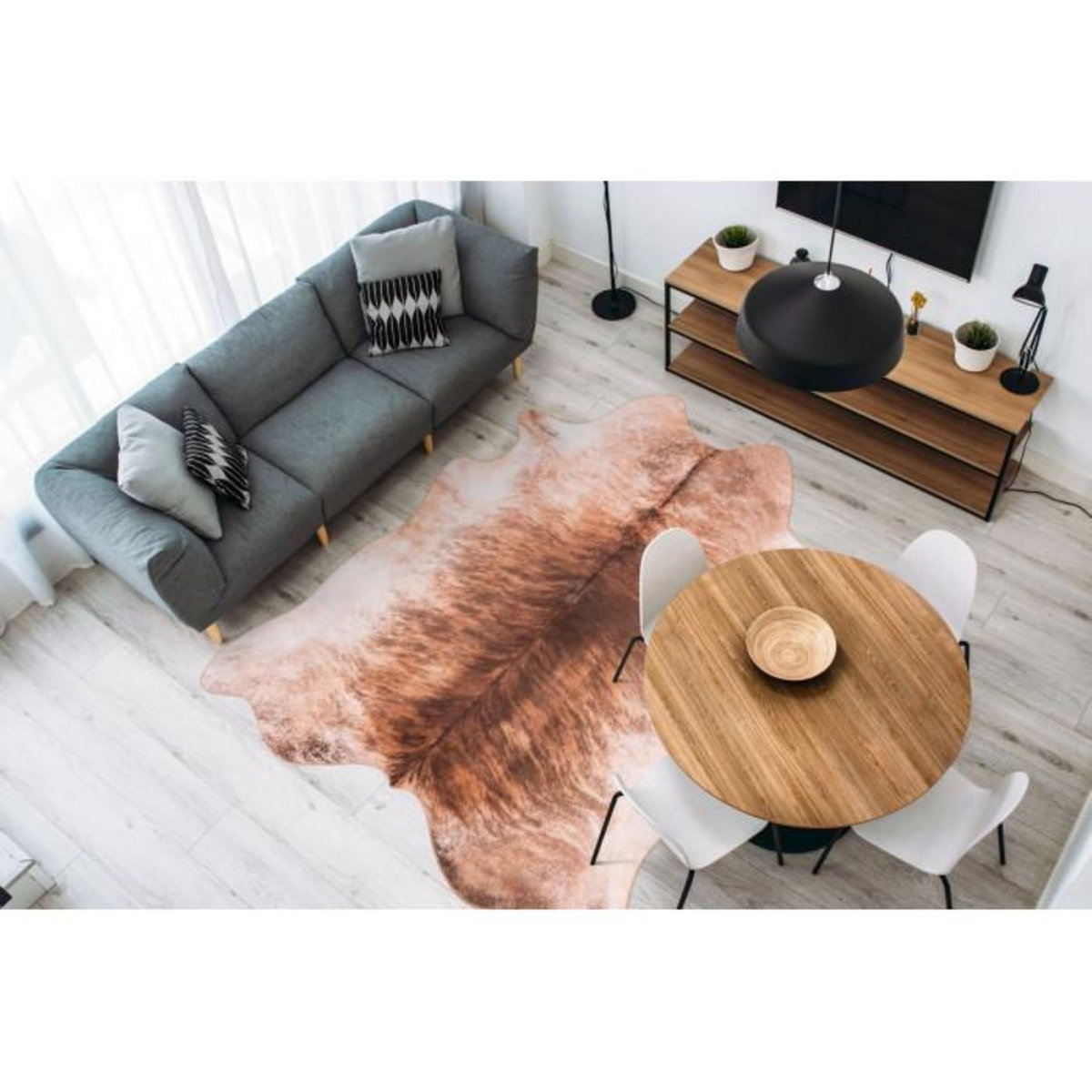 Paris Prix Tapis Tissé Imprimé Animal  Western  Marron Clair