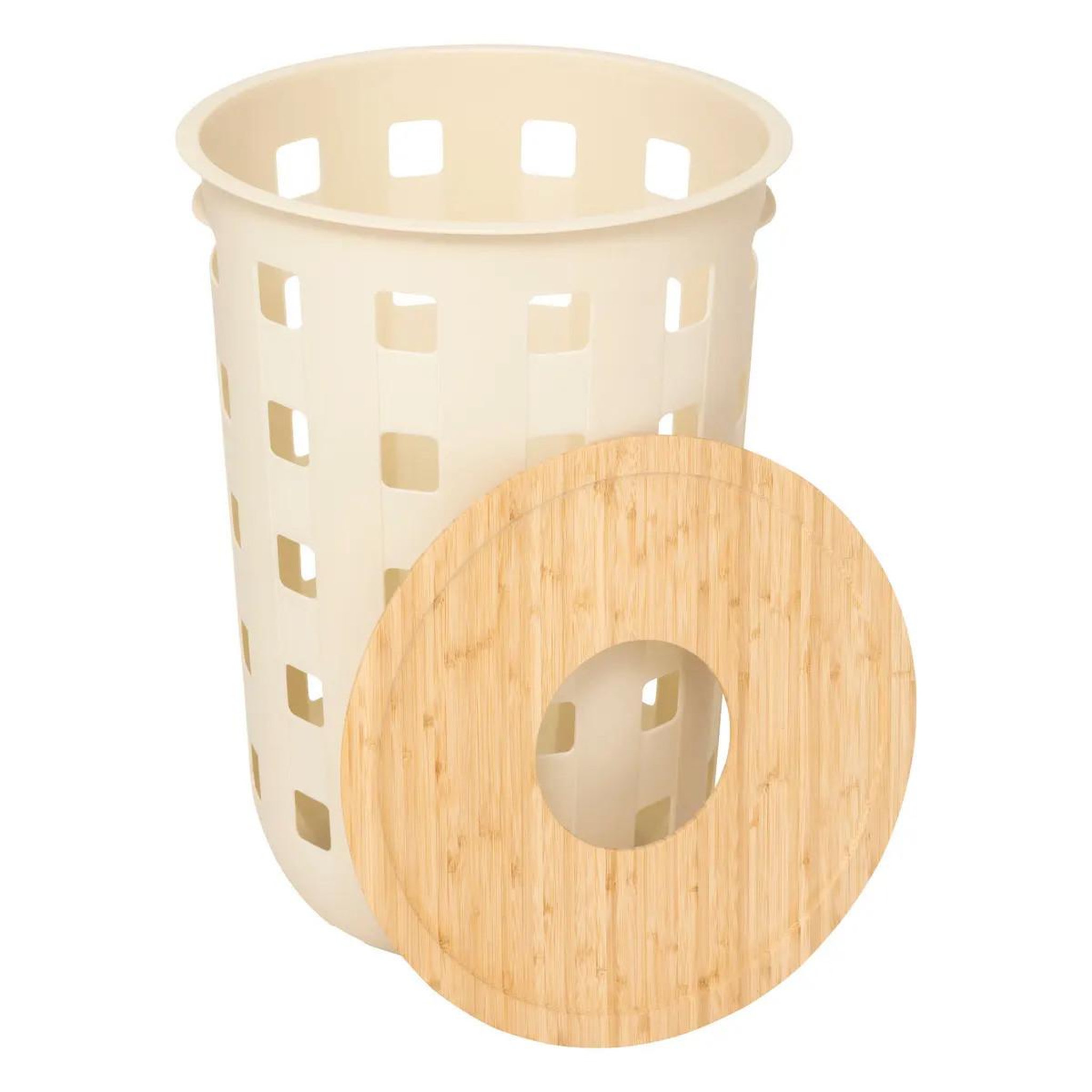Voir la diapositive 2 : FIVE Panier à linge avec couvercle  harmony  60l beige