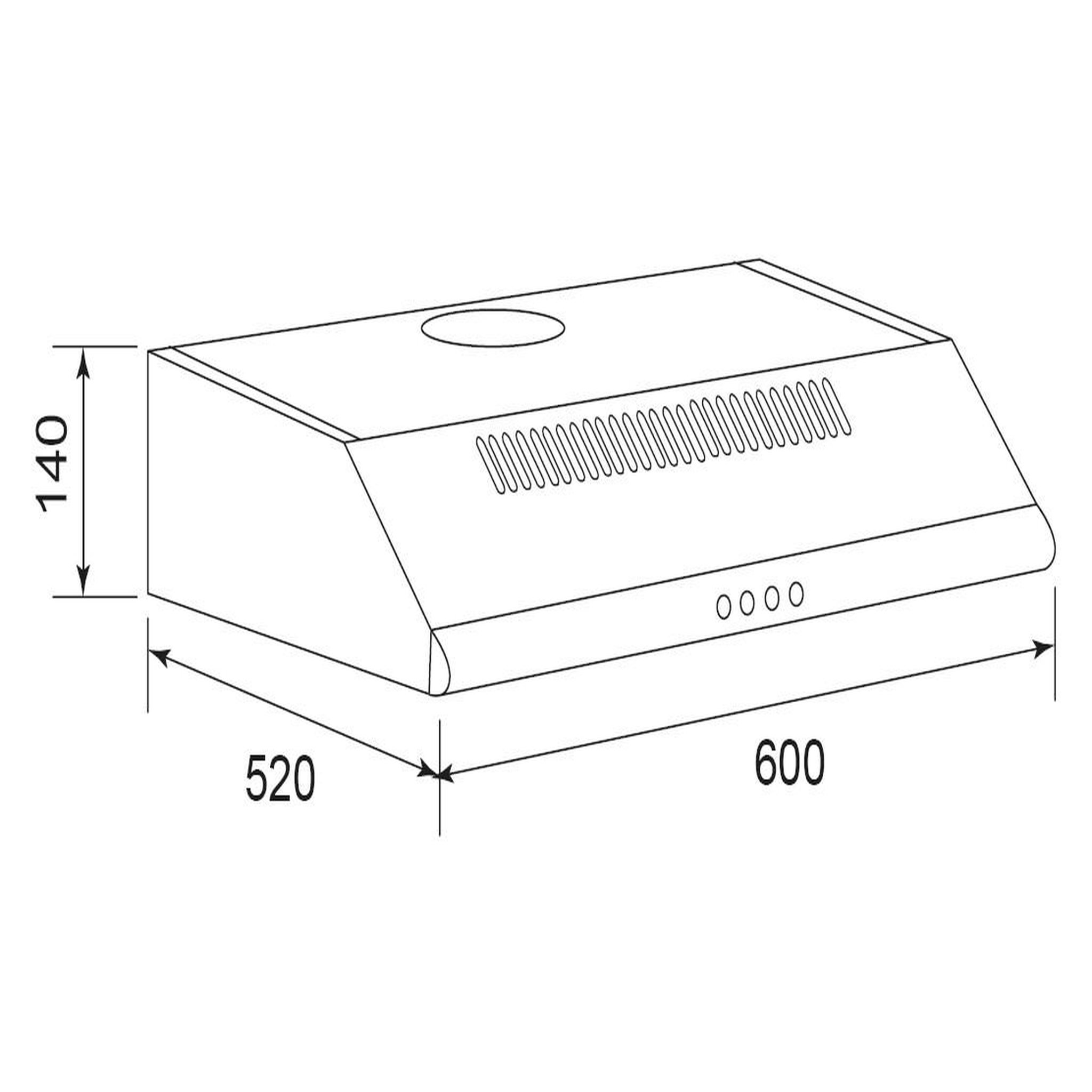 Voir la diapositive 3 : Airlux Hotte visière 60cm 344m3/h noir - ahc640bk