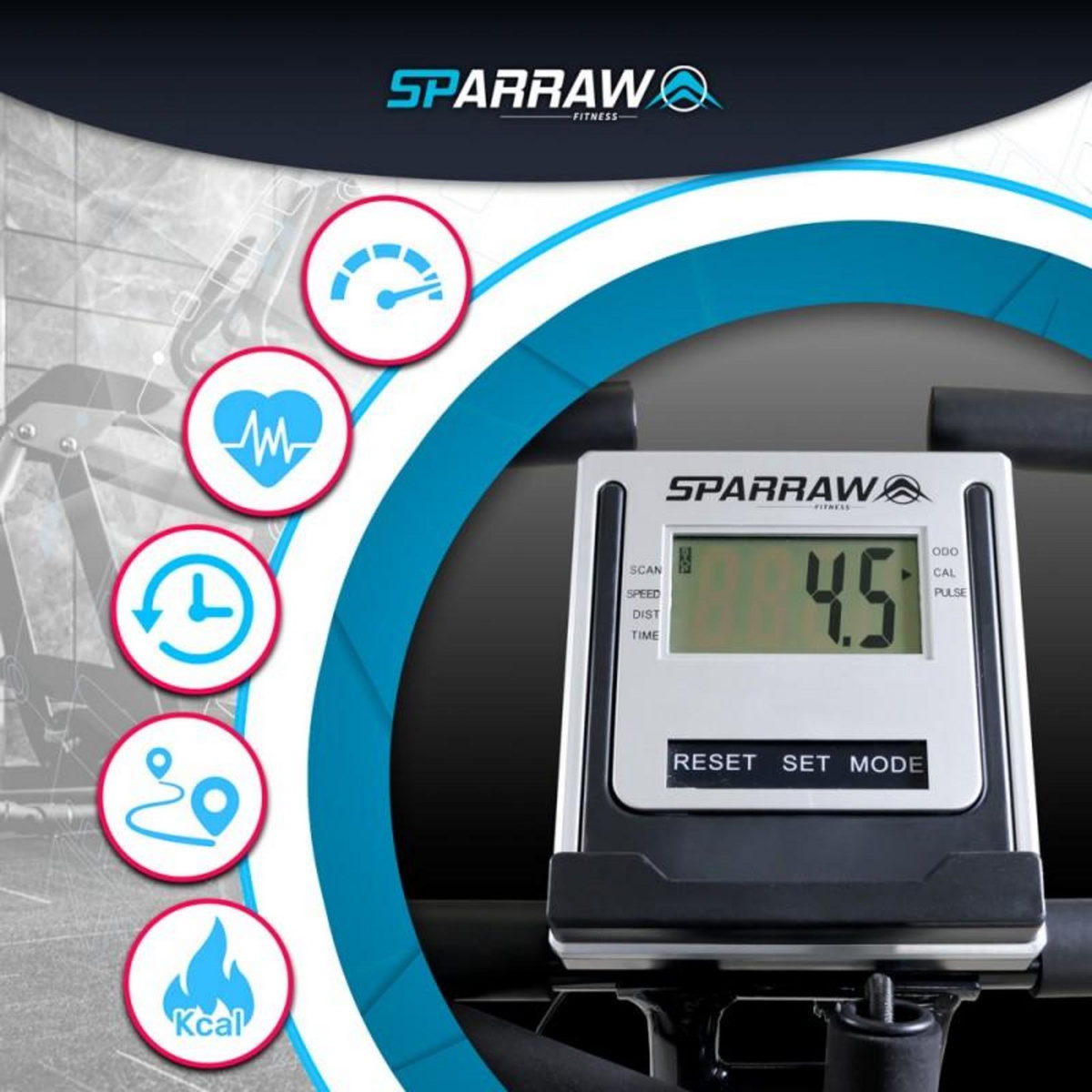 SPARRAW Vélo d'appartement compact et pliable SUPER X BIKE - Réglable, Roue inertie 1.6Kg, 8 niveaux de résistance, Ecran d'entraînement