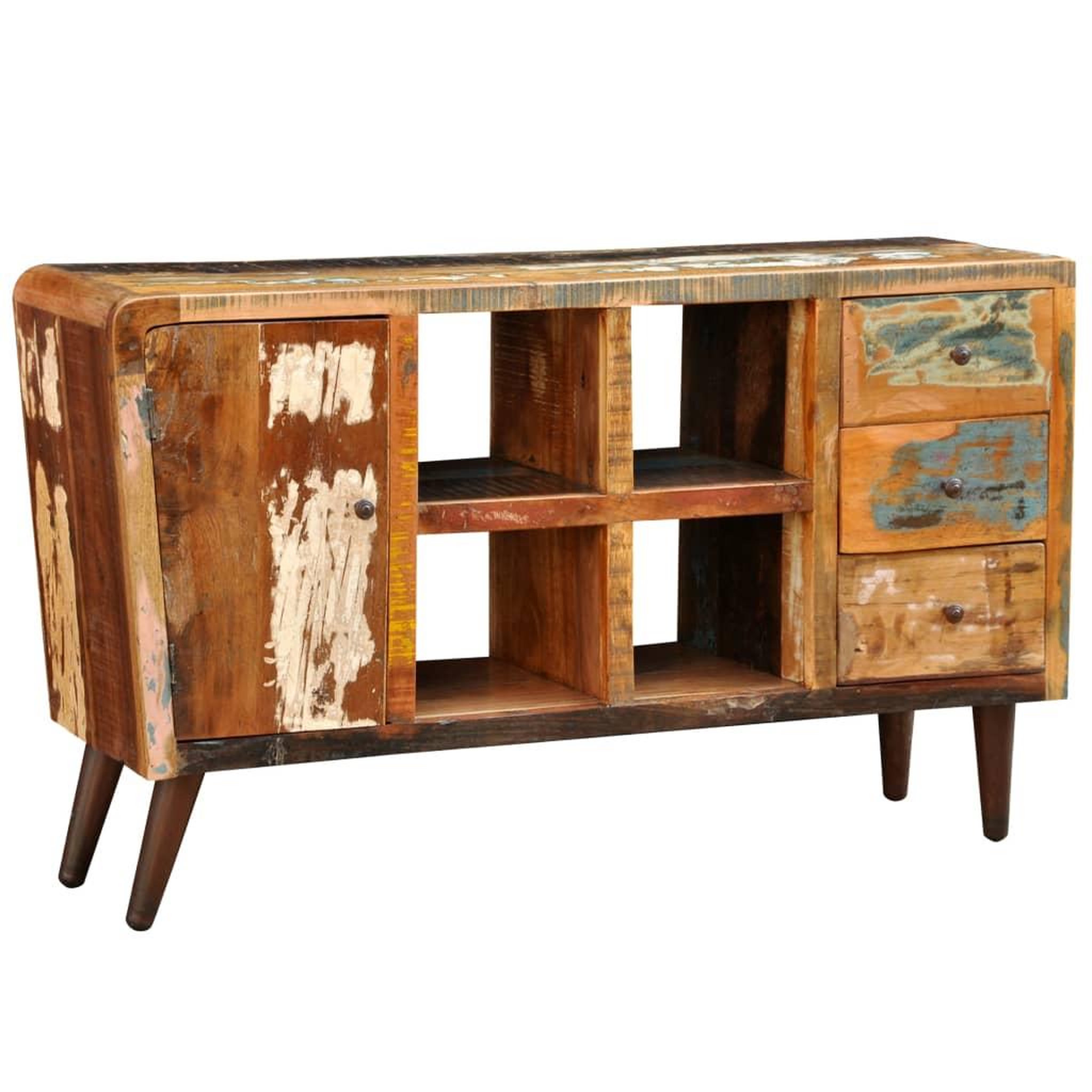 VIDAXL Armoire avec 1 porte 4 etageres 3 tiroirs bois massif recupere