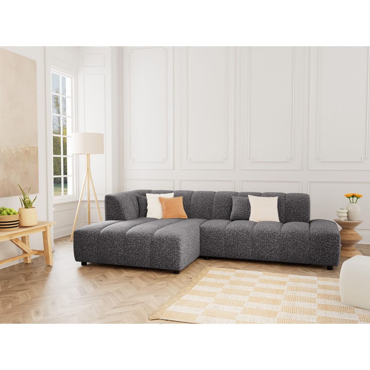 LISA DESIGN Curtis - canapé d'angle gauche 4 places en tissu texturé