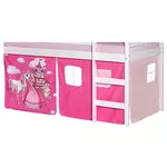 IDIMEX Lot de rideaux cabane pour lit surélevé superposé mi-hauteur mezzanine tissu coton motif princesse rose