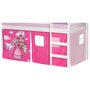 IDIMEX Lot de rideaux cabane pour lit surélevé superposé mi-hauteur mezzanine tissu coton motif princesse rose