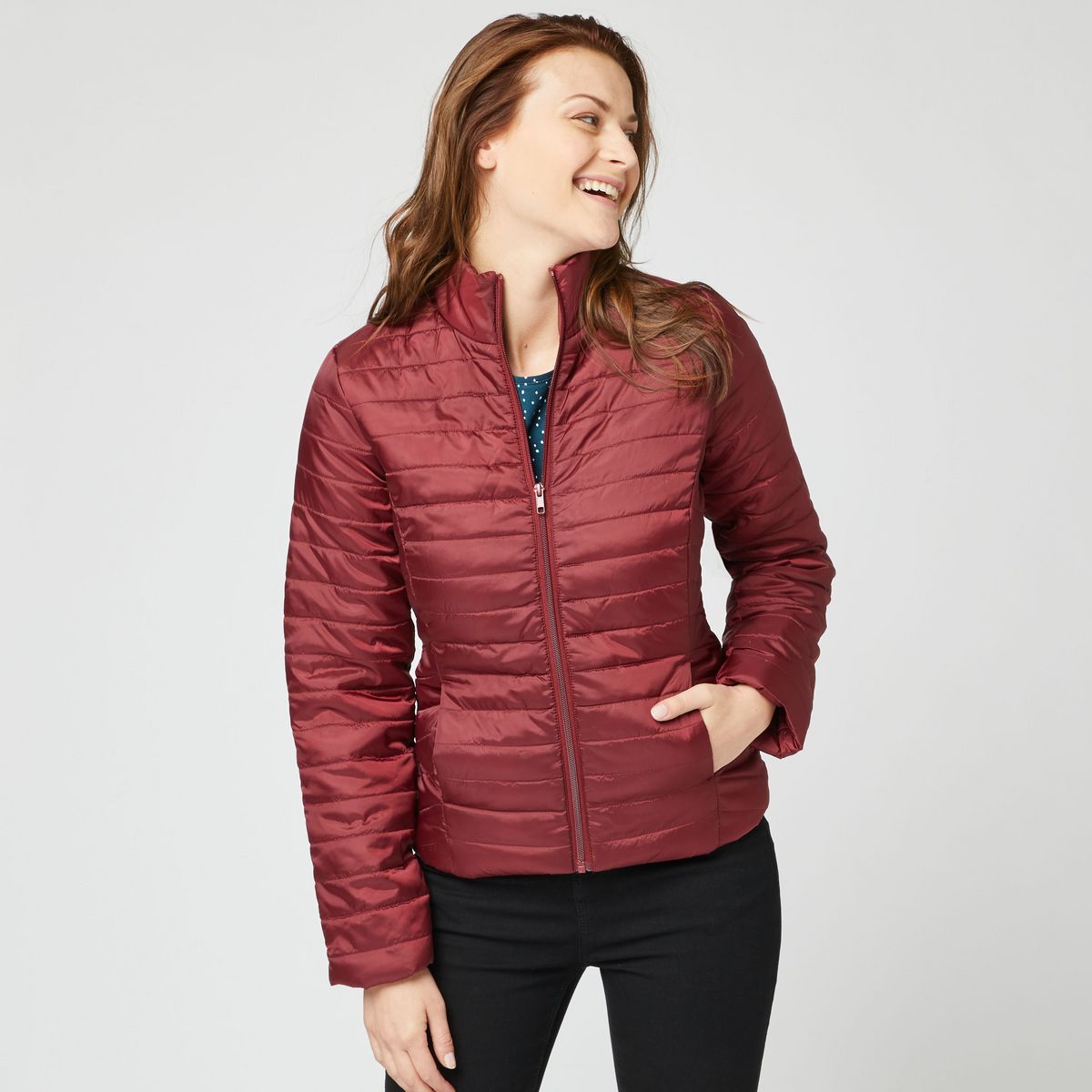 INEXTENSO Doudoune rouge bordeaux zippé femme