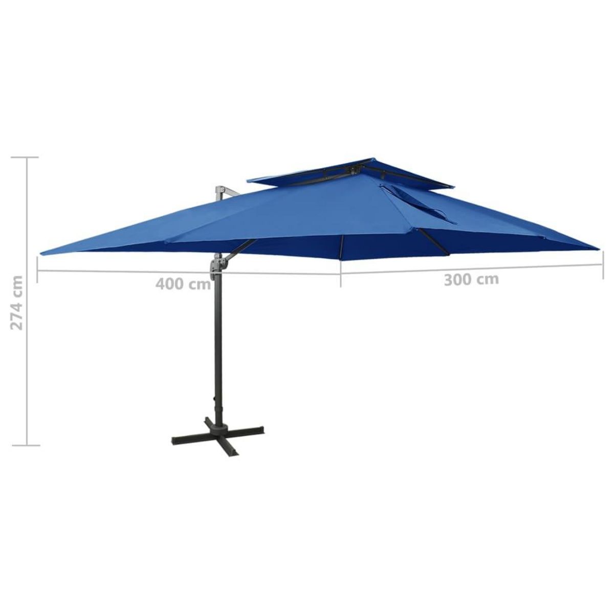 VIDAXL Parasol de jardin en porte-a-faux avec double toit bleu azure