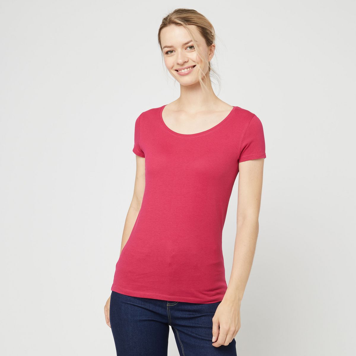 INEXTENSO T-shirt manche courte fushia uni femme