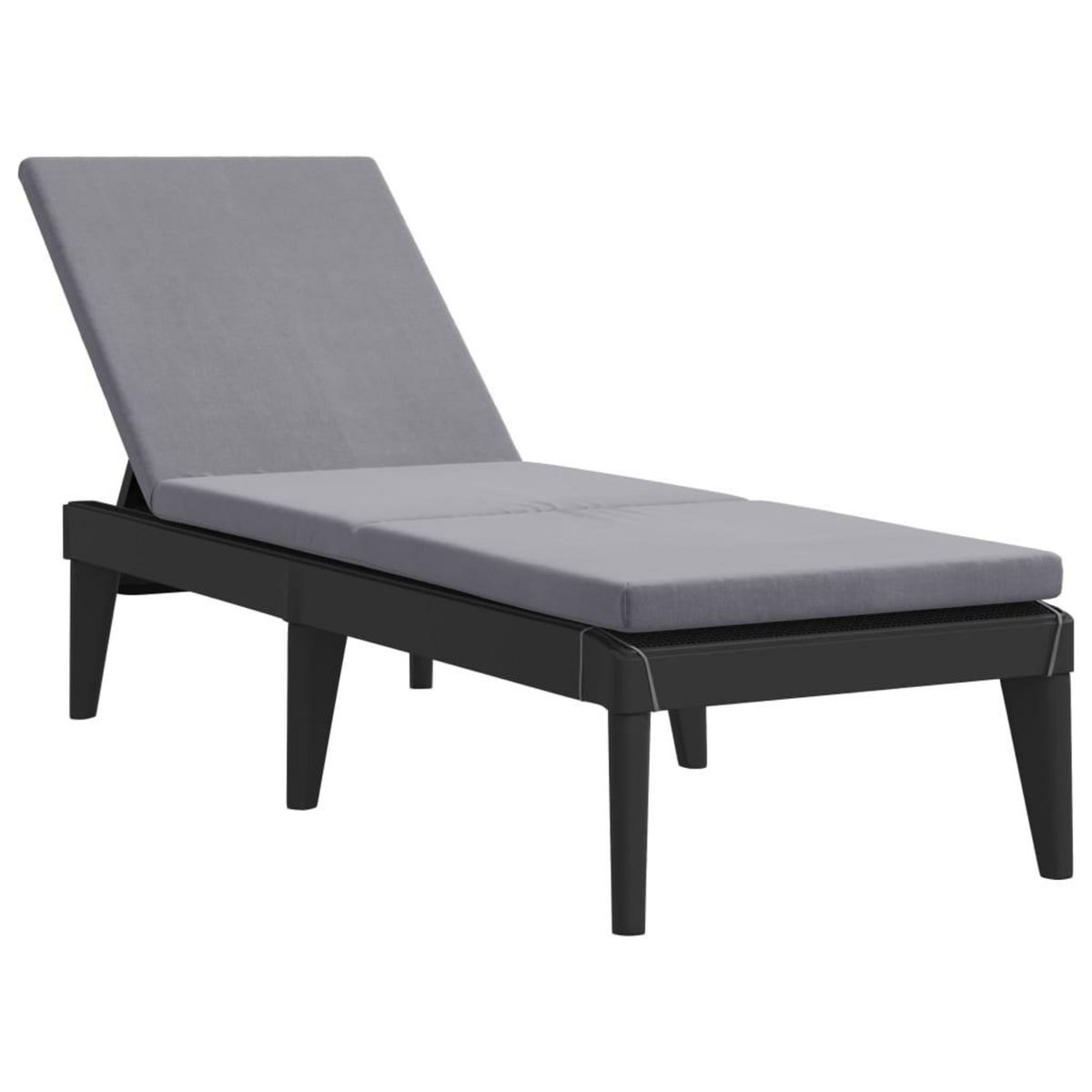 VIDAXL Chaise longue avec coussin anthracite 186x60x29 cm PP