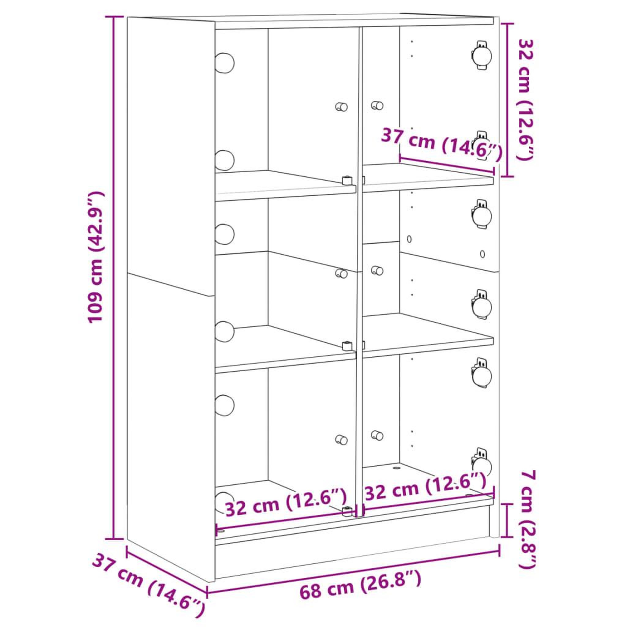 Voir la diapositive 6 : VIDAXL Buffet haut avec portes gris sonoma 68x37x109cm bois ingenierie