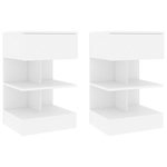 VIDAXL Tables de chevet 2 pcs Blanc 40x35x65 cm Bois d'ingénierie
