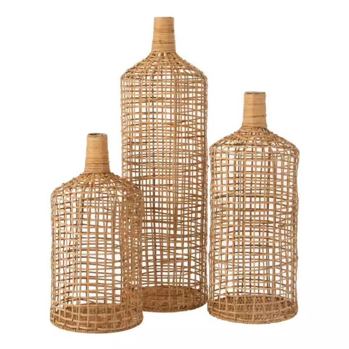 Paris Prix Lot de 3 Vases Déco  Bambou  80cm Naturel