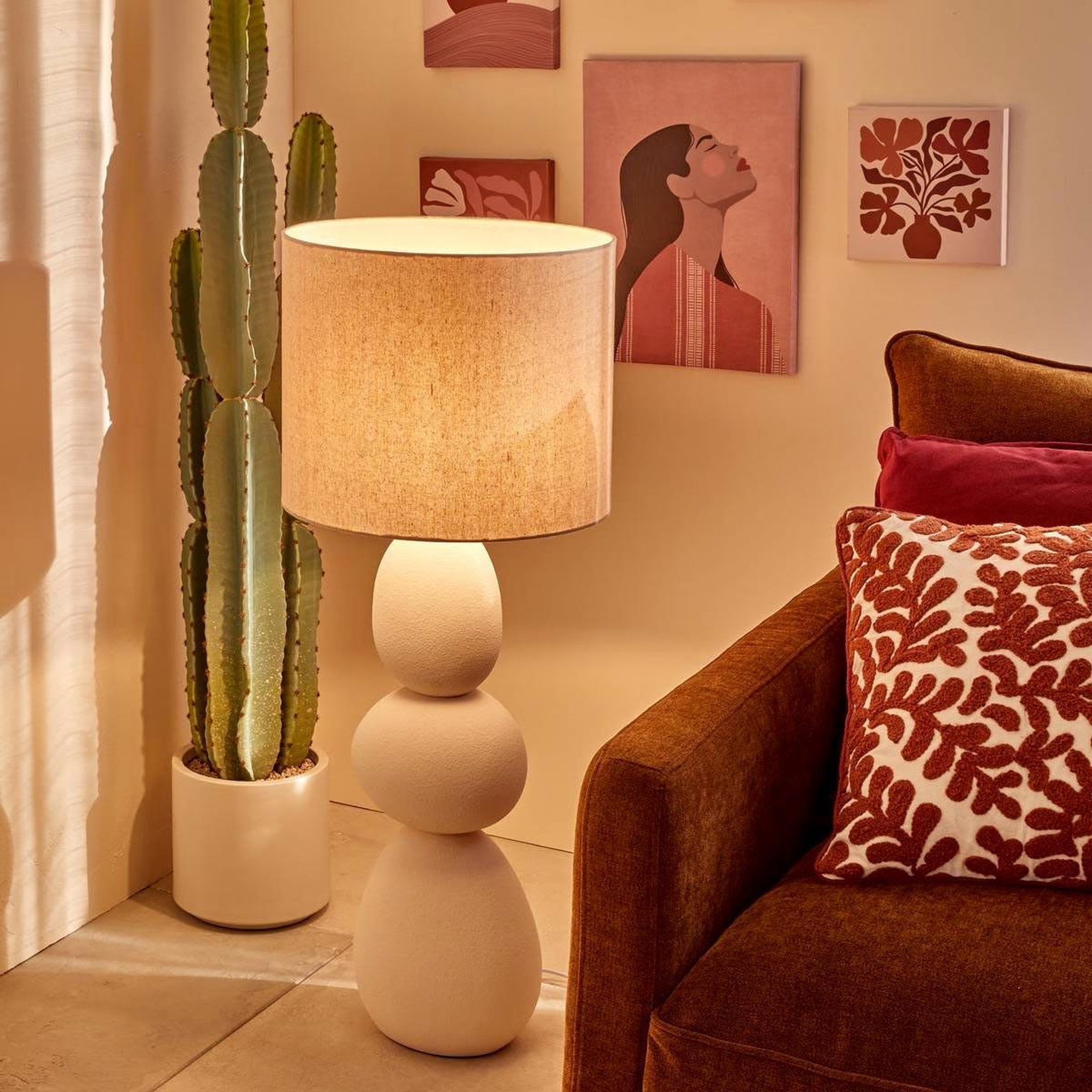 Voir la diapositive 3 : ATMOSPHERA Lampadaire design en céramique  alitha  100cm beige