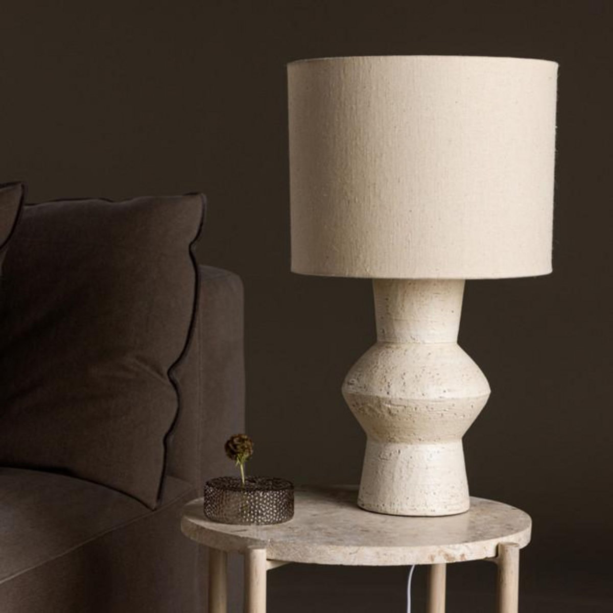 Paris Prix Lampe à Poser en Terre Cuite  Valon  52cm Ivoire