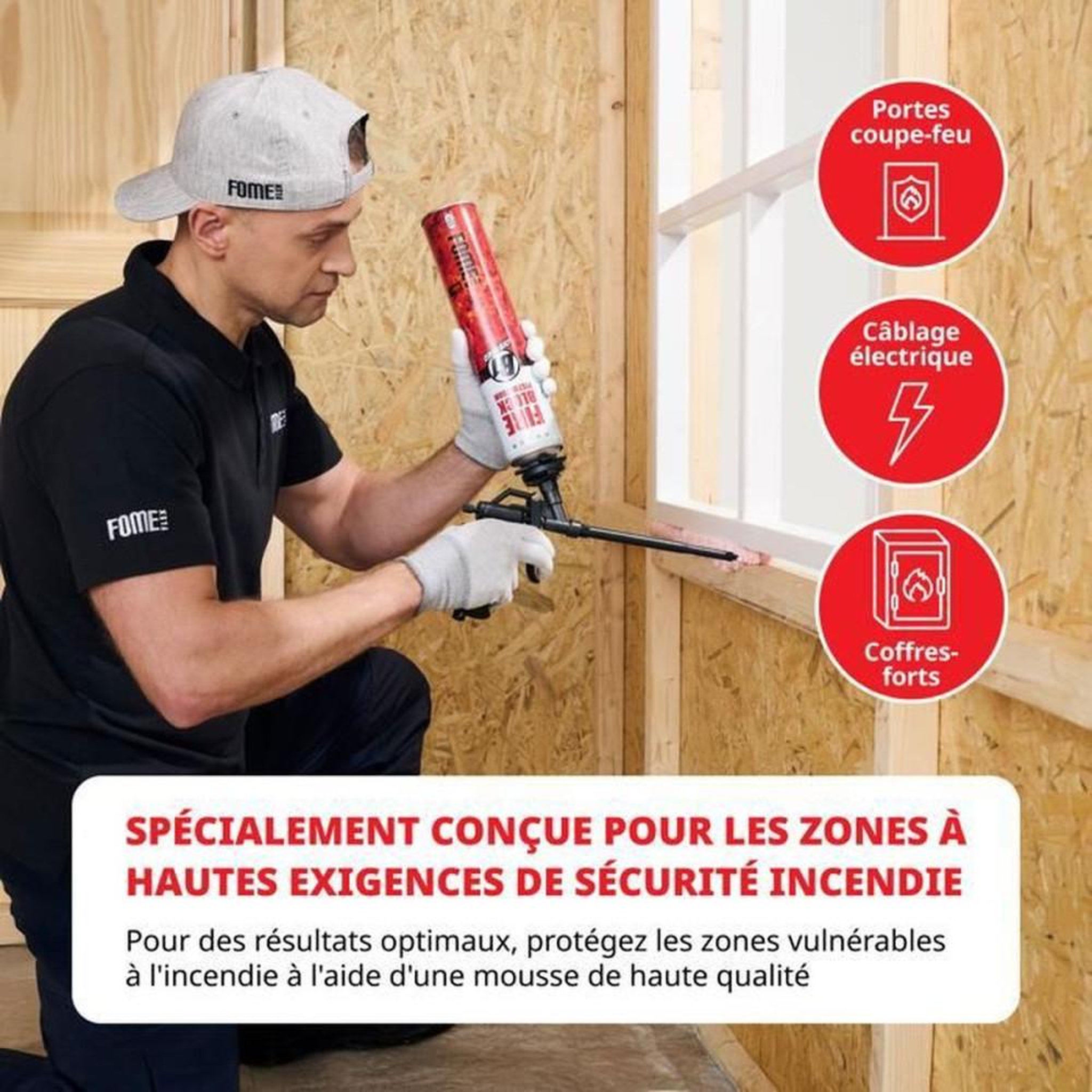 Voir la diapositive 6 : Mousse PU coupe-feu EI 240 pistolable pour joints et obturation, 750 ml