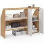 Voir la diapositive 4 : ID MARKET Ensemble étagère 2 niveaux + armoire 2 portes sous pente TOMI hêtre et blanc