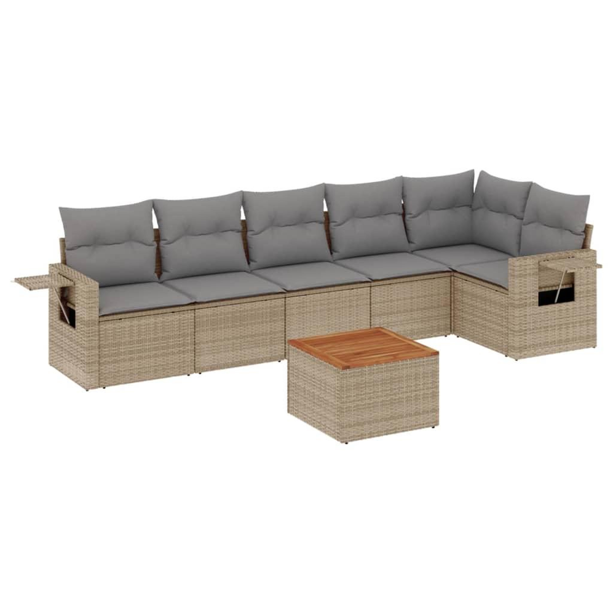 Voir la diapositive 2 : VIDAXL Salon de jardin avec coussins 7pcs melange beige resine tressee