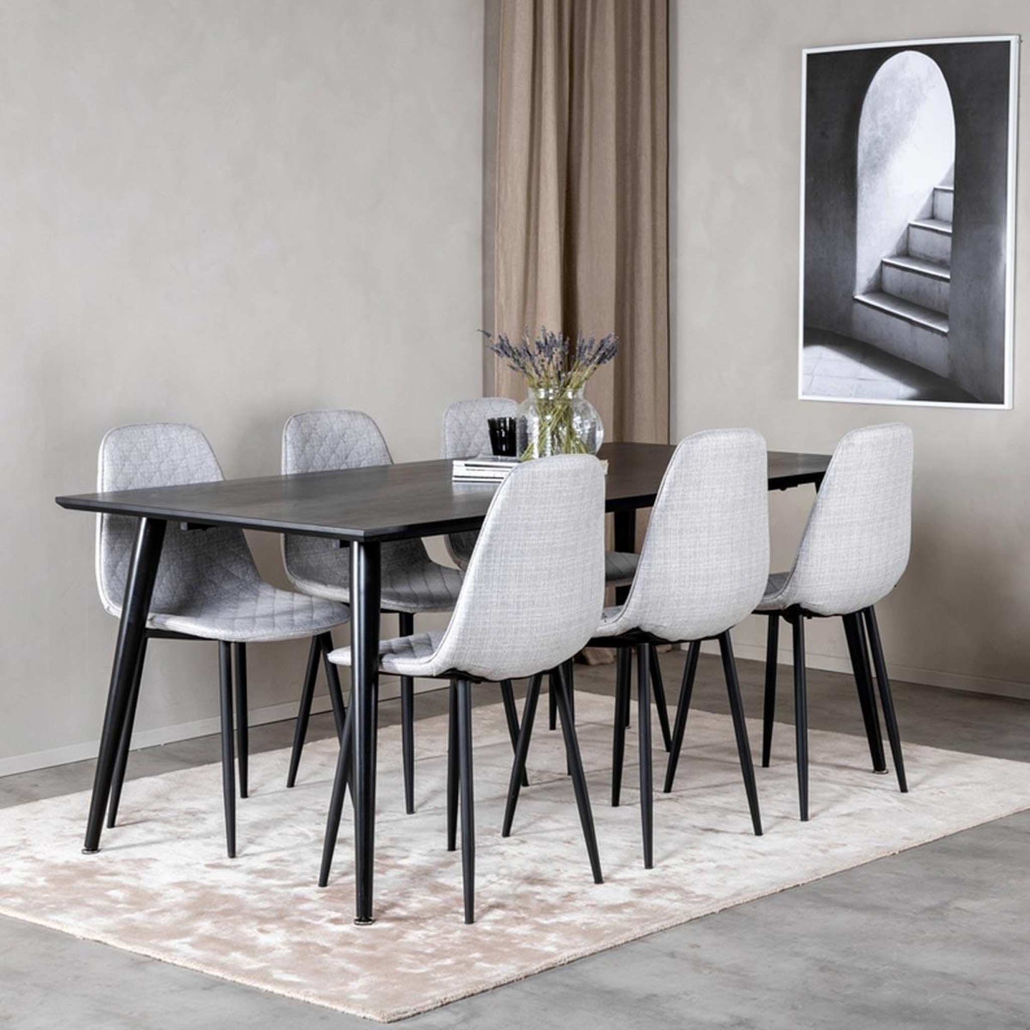 Voir la diapositive 6 : Paris Prix Ensemble table à manger & 6 chaises  dipp & polar  180cm noir & gris