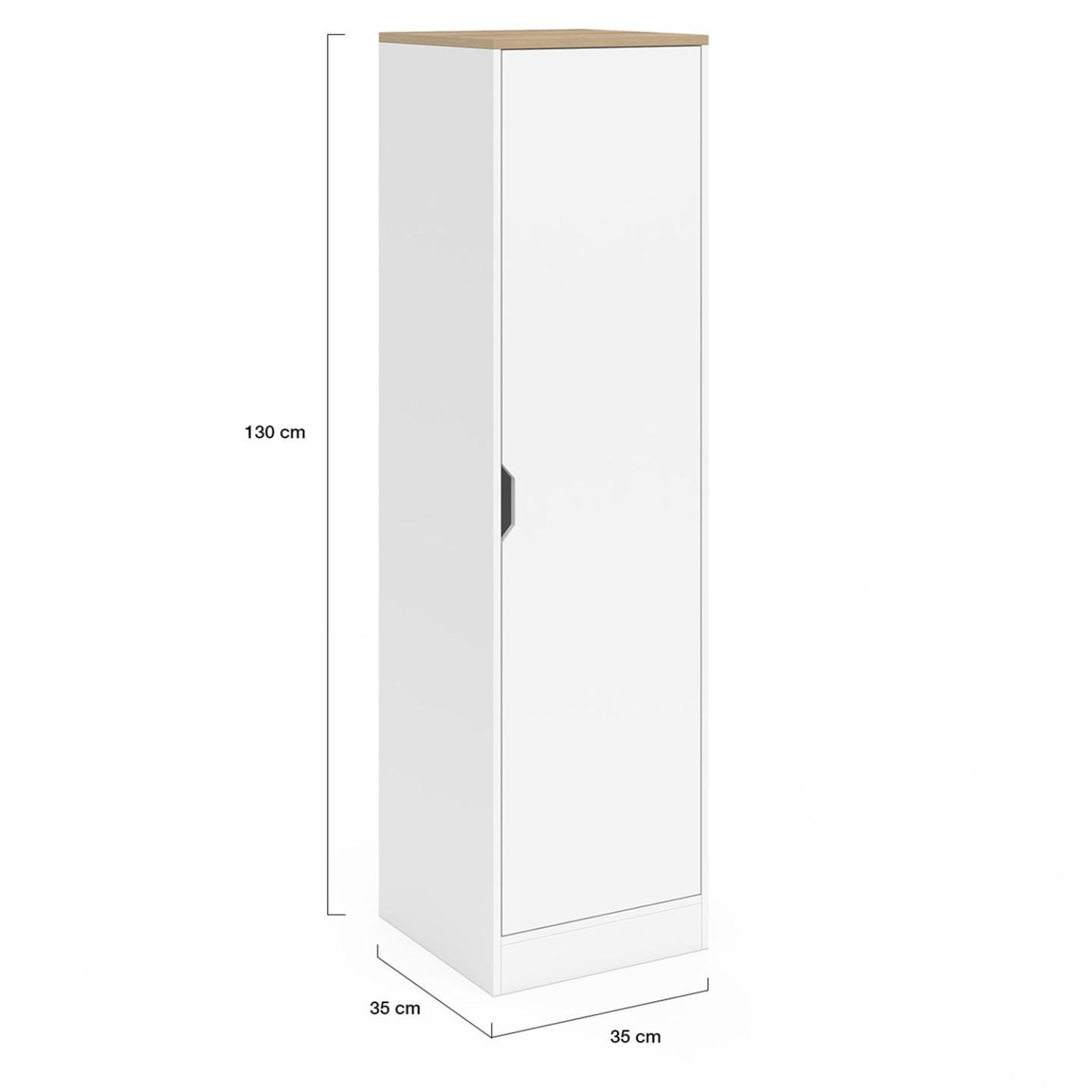 Voir la diapositive 5 : ID MARKET Armoire de rangement NOUK 1 porte avec étagères blanc et bois