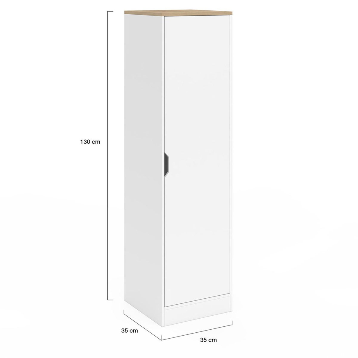 ID MARKET Armoire de rangement NOUK 1 porte avec étagères blanc et bois