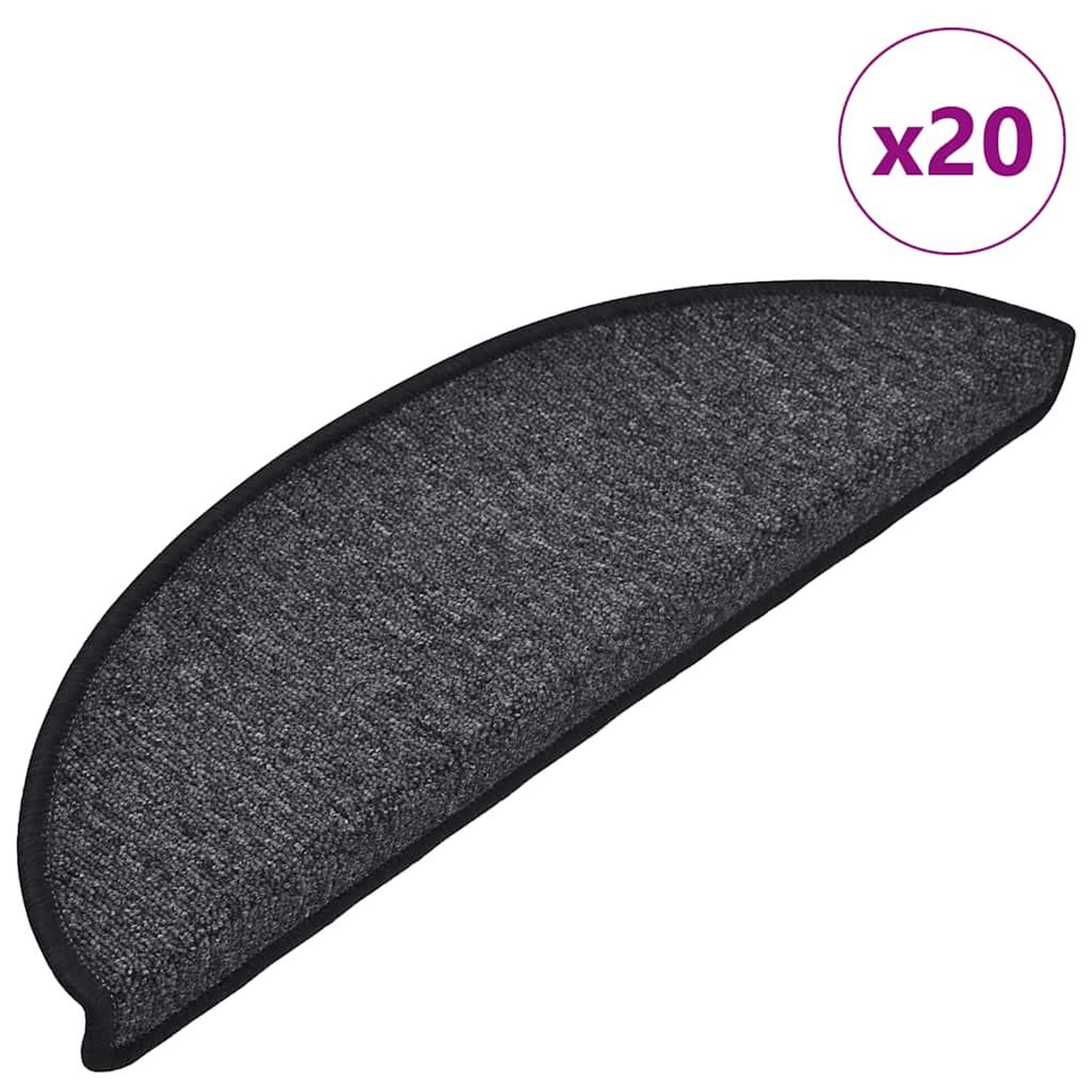 VIDAXL Tapis d'escalier 20 pcs anthracite 56x17x3 cm