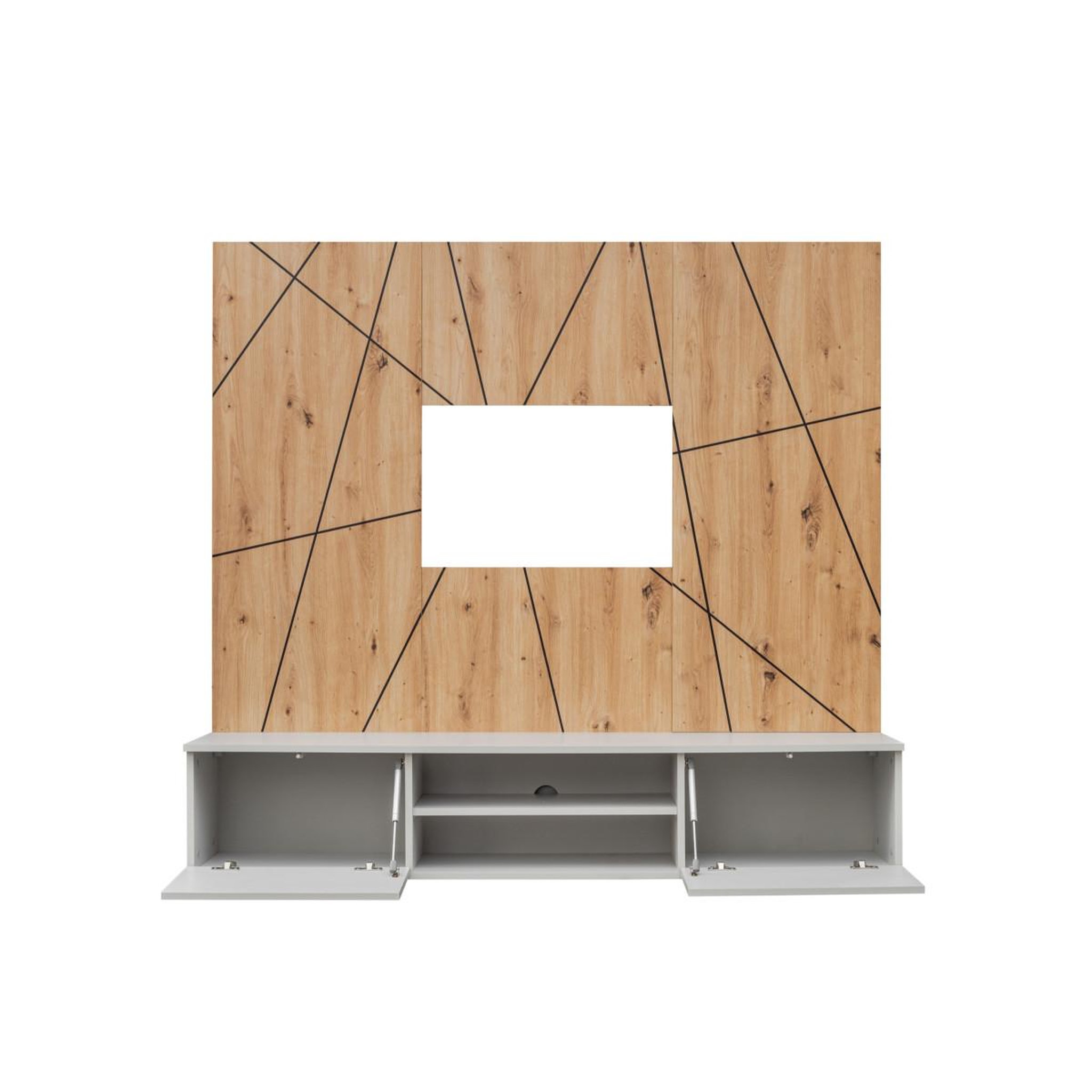 Voir la diapositive 3 : Paris Prix Ensemble meuble tv ligne  xari  160cm naturel & gris perle