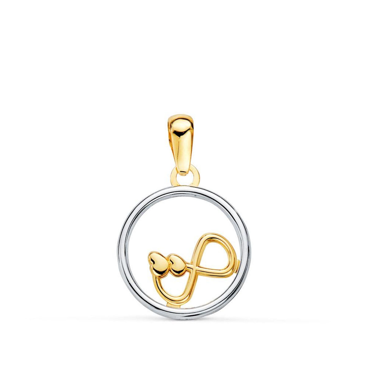 L'ATELIER D'AZUR Pendentif Or 18 Carats 750 Bicolore Jaune et Blanc - Motif Infini / Infinity - Chaine Offerte