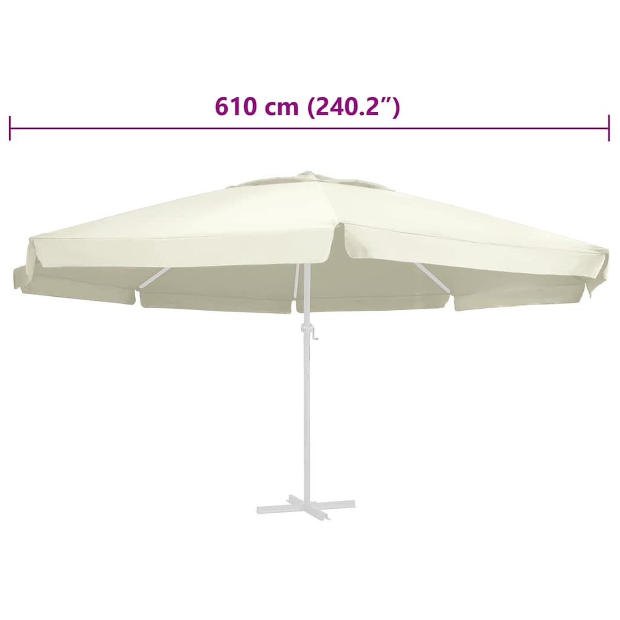 Voir la diapositive 5 : VIDAXL Tissu de remplacement pour parasol d'exterieur Sable 610 cm