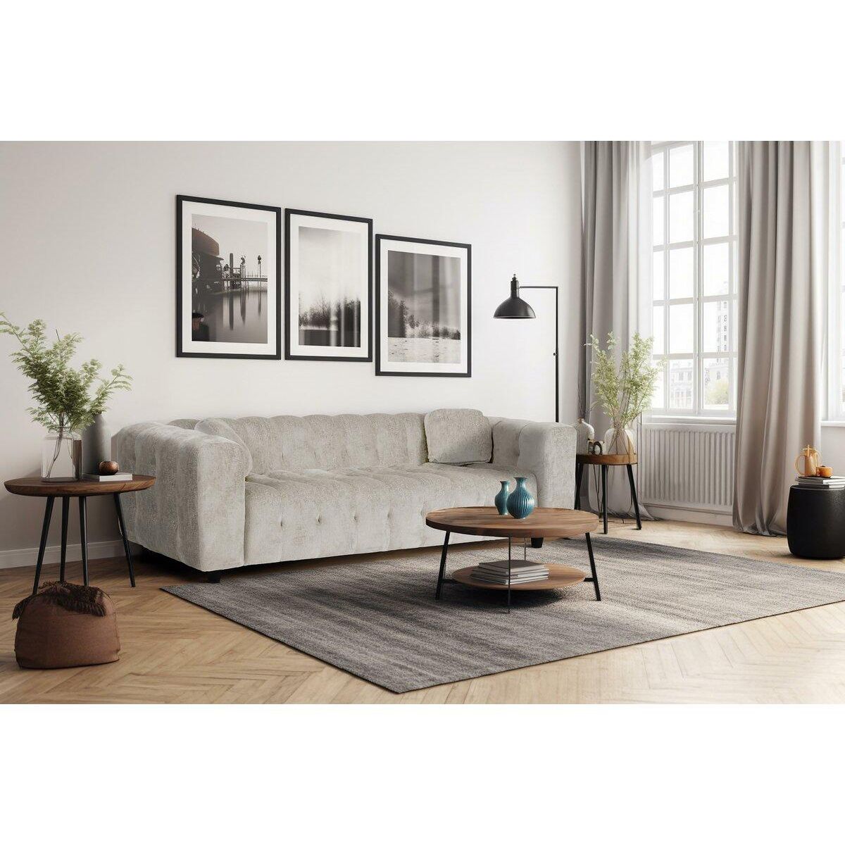 Habitat et Jardin Canapé droit en tissu chenille  Vendome  - 3 places - Beige