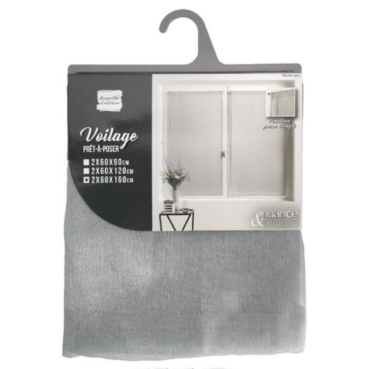 Paris Prix Paire de Voilages  Sandra  60x160cm Gris