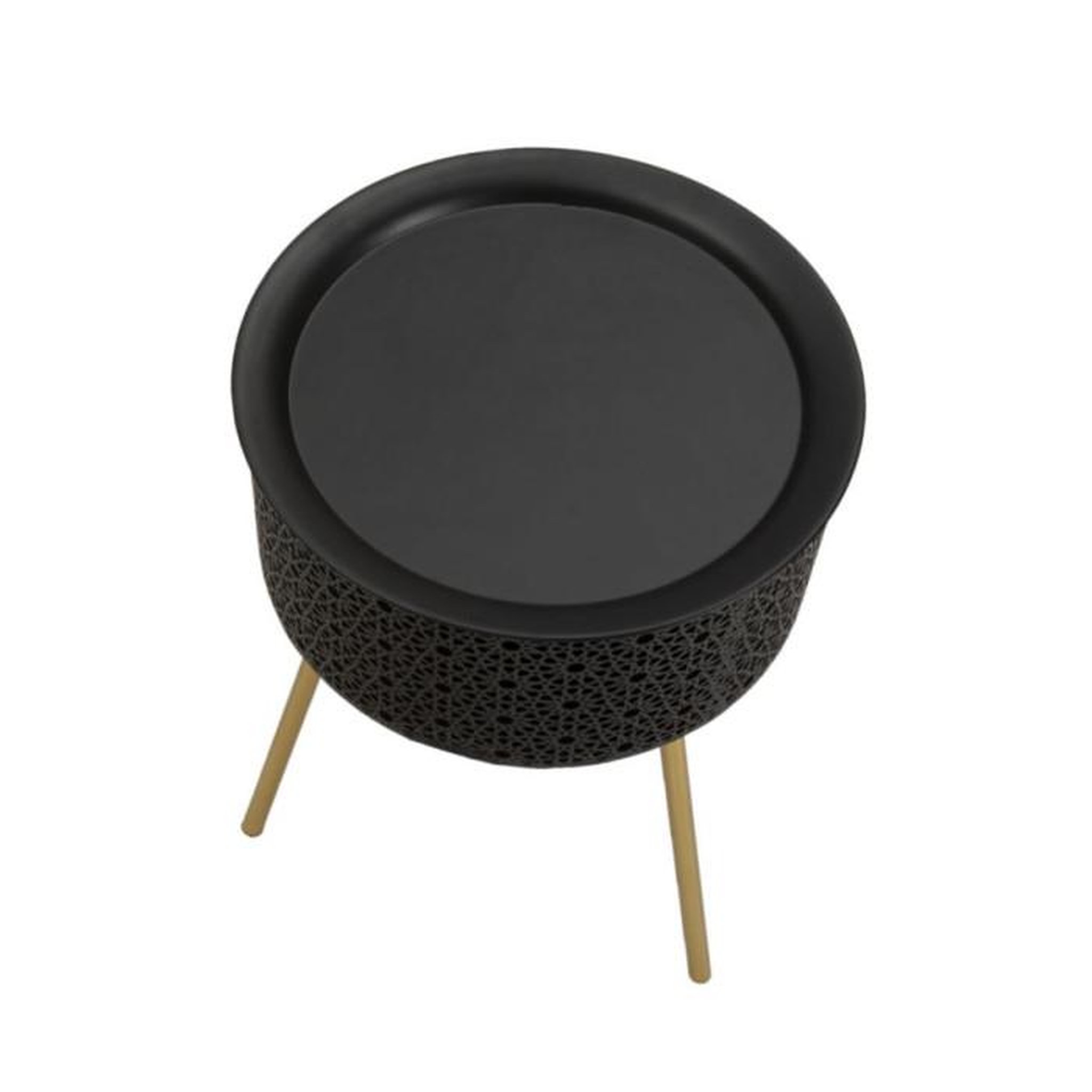Voir la diapositive 2 : Paris Prix Table d'Appoint Avec Rangement  Blacky  50cm Noir & Or