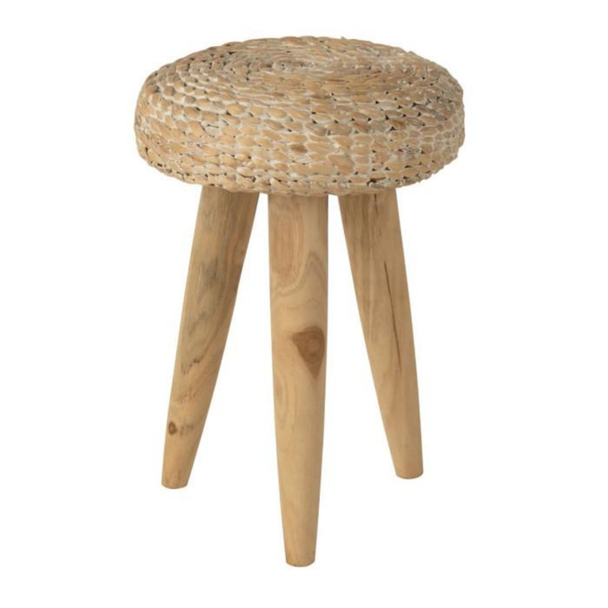 Paris Prix Tabouret Design en Teck  Puglia  40cm Naturel & Blanc