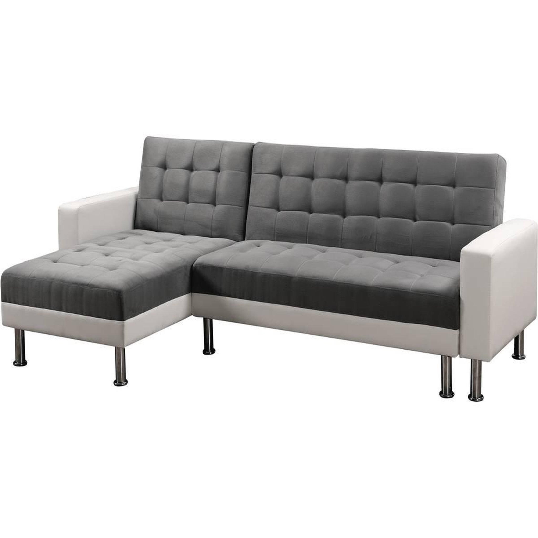 Habitat et Jardin Canapé d'angle convertible et réversible  theo  - 258 x 82/147 x 82 cm - 4 places -gris/blanc
