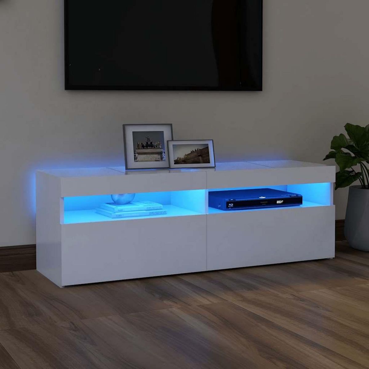 VIDAXL Meuble TV avec lumieres LED blanc 120x35x40 cm