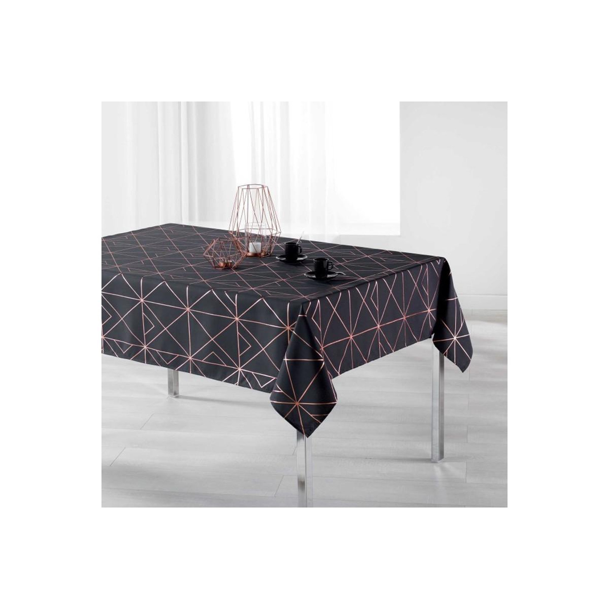 Douceur d'Intérieur Nappe rectangulaire imprimée  quadris  150x240cm anthracite
