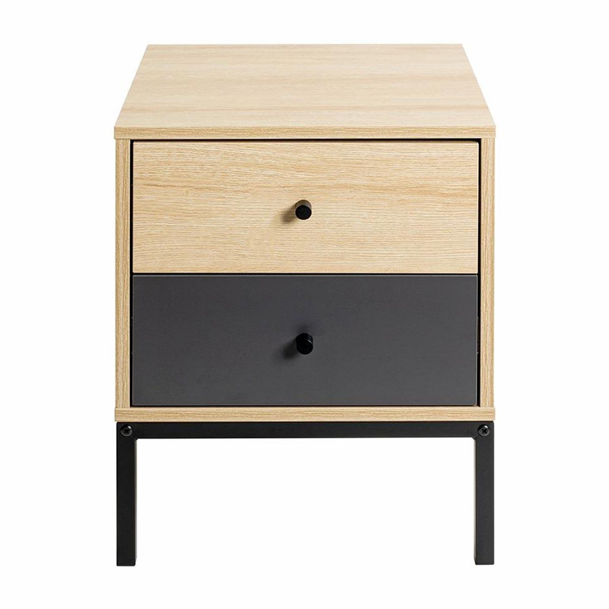 Voir la diapositive 2 : Paris Prix Table de chevet 2 tiroirs  tom  50cm naturel & anthracite