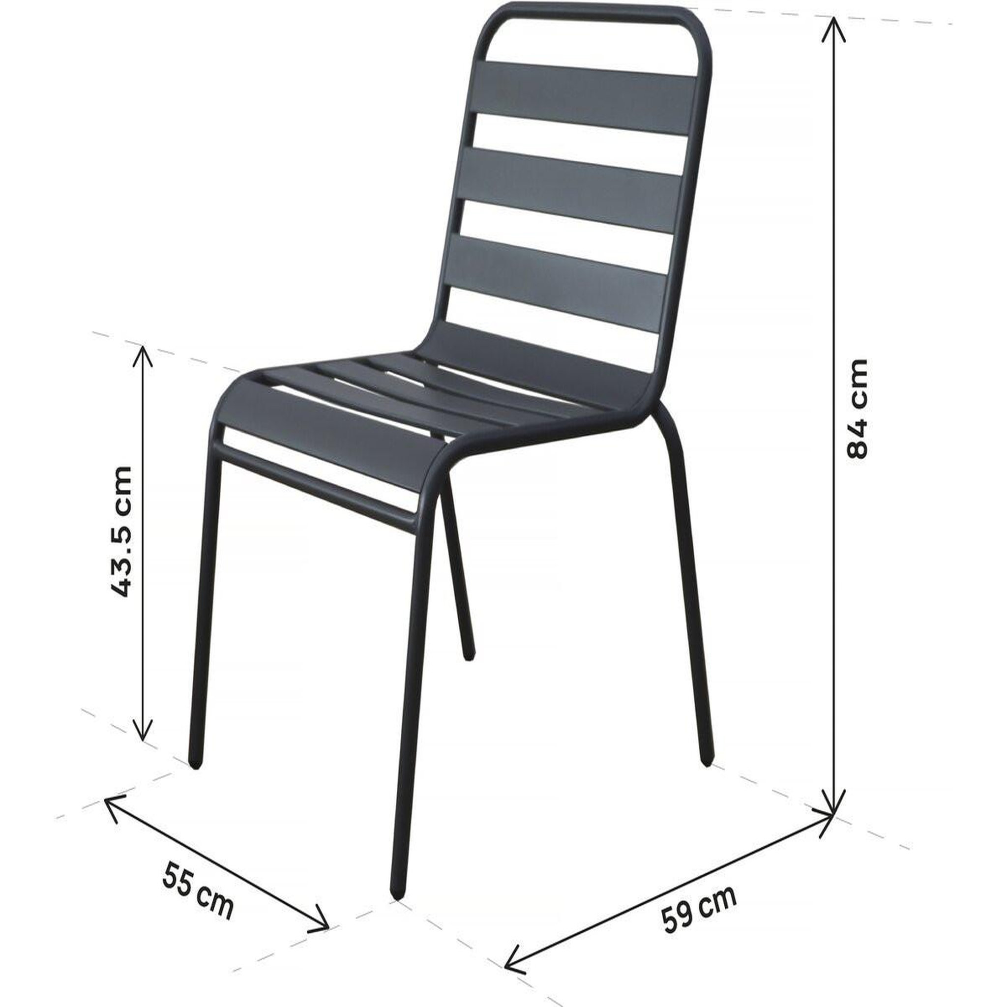 Voir la diapositive 3 : Habitat et Jardin Lot de 4 chaises de jardin en métal empilables  bilbao  - gris
