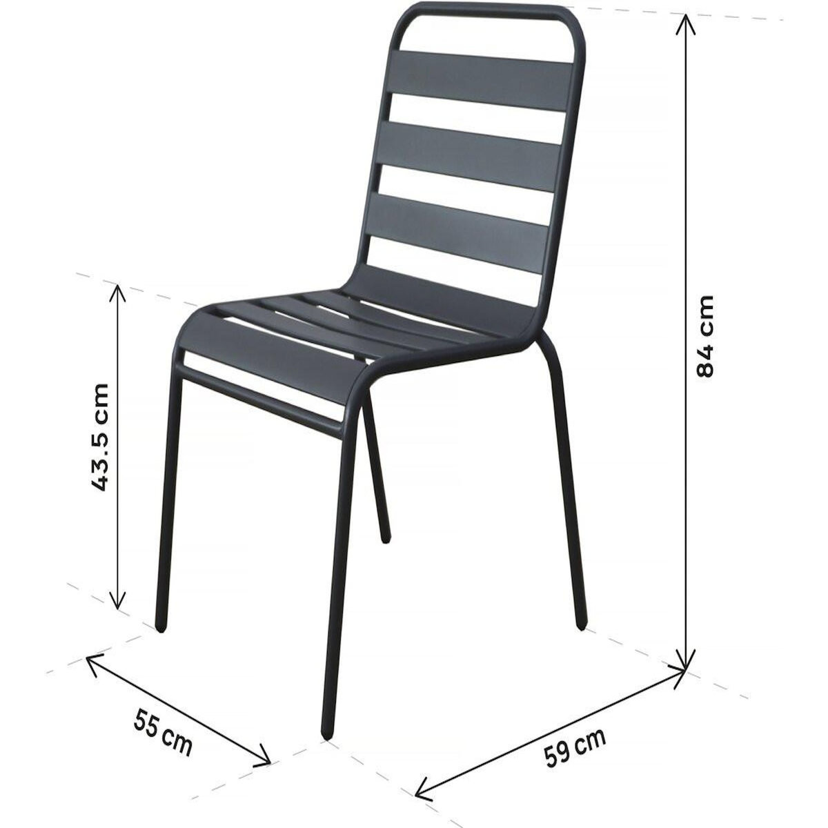 Habitat et Jardin Lot de 4 chaises de jardin en métal empilables  Bilbao  - Gris