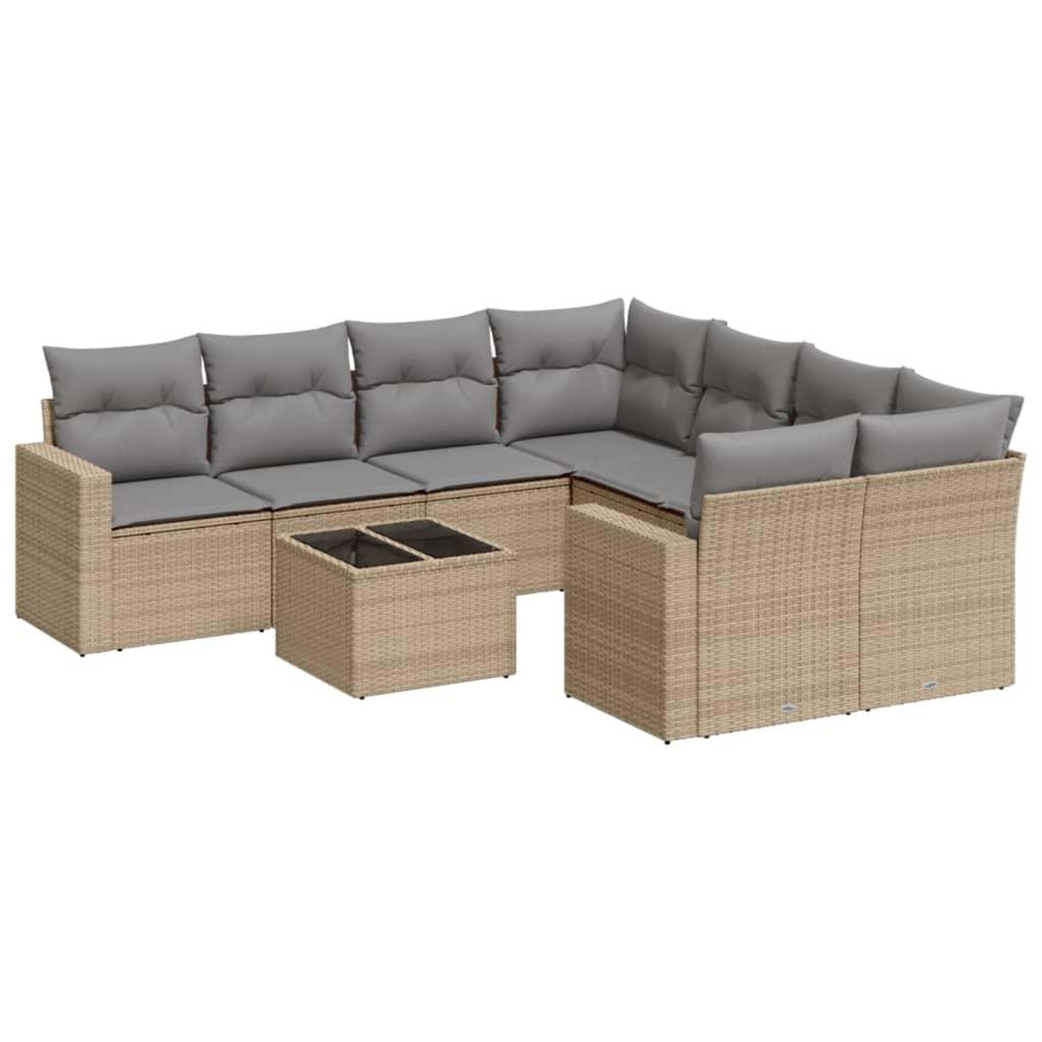 Voir la diapositive 2 : VIDAXL Salon de jardin avec coussins 9 pcs beige resine tressee
