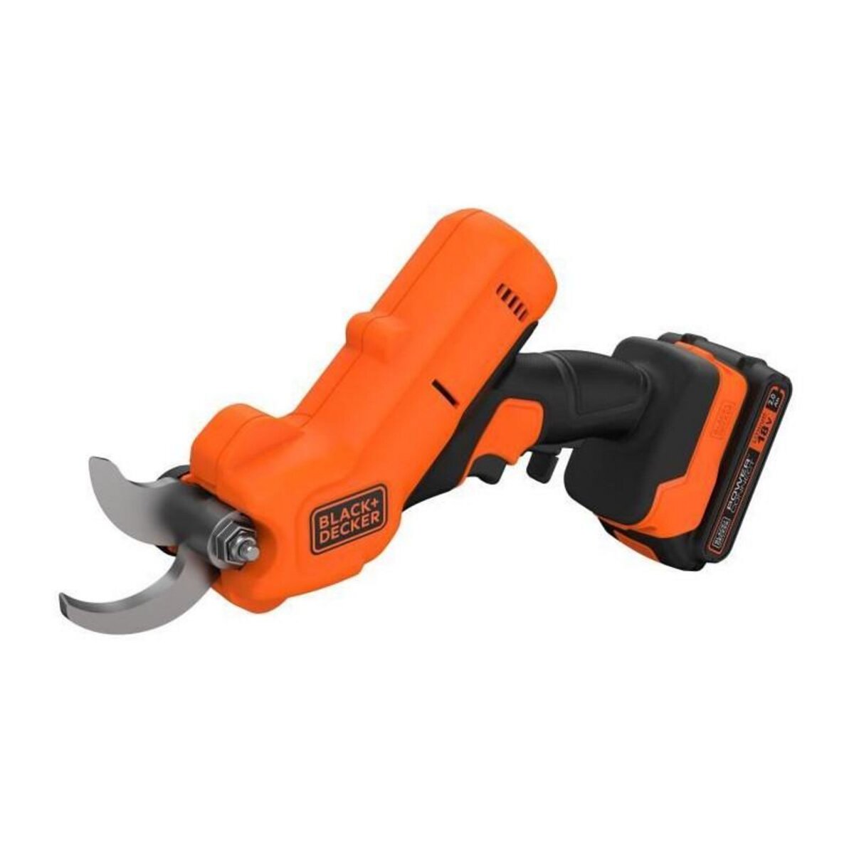 Black et Decker Sécateur BLACK+DECKER - Batterie Lithium 18V 2Ah - Capacité de coupe 25mm - Gâchette de sécurité