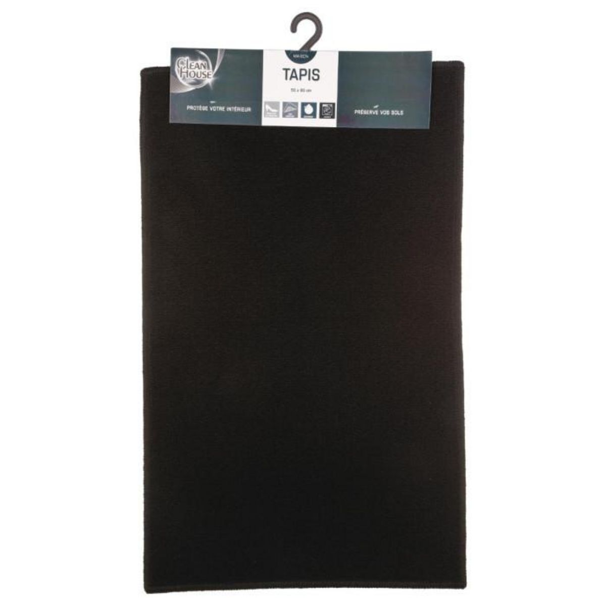 Paris Prix Tapis Uni Anti-dérapant  Protect  50x80cm Noir