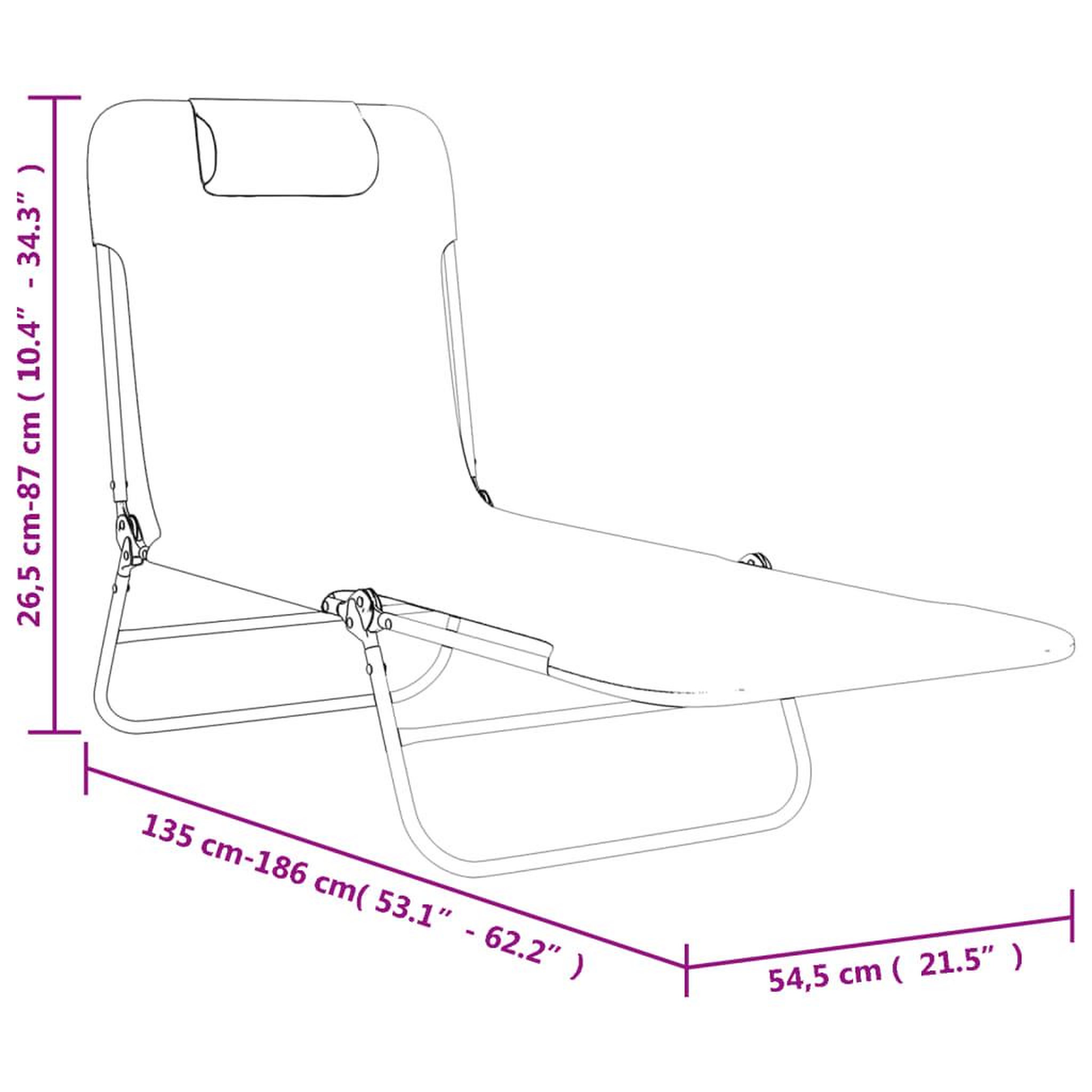 Voir la diapositive 6 : VIDAXL Chaises longues pliables lot de 2 gris textilene et acier