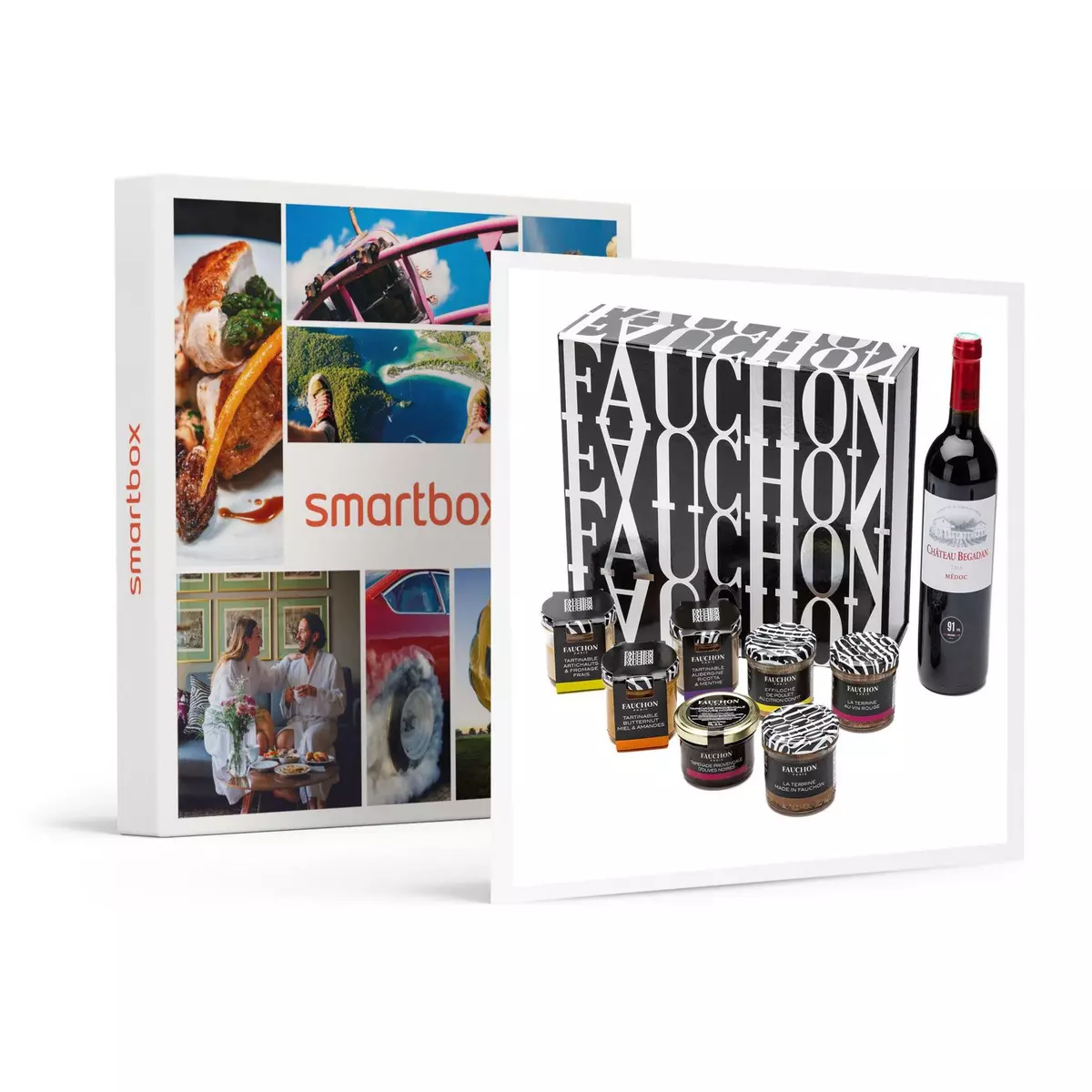 Smartbox Coffret Essentiel Rouge Fauchon : délices salés et vin livrés à domicile - Coffret Cadeau Gastronomie
