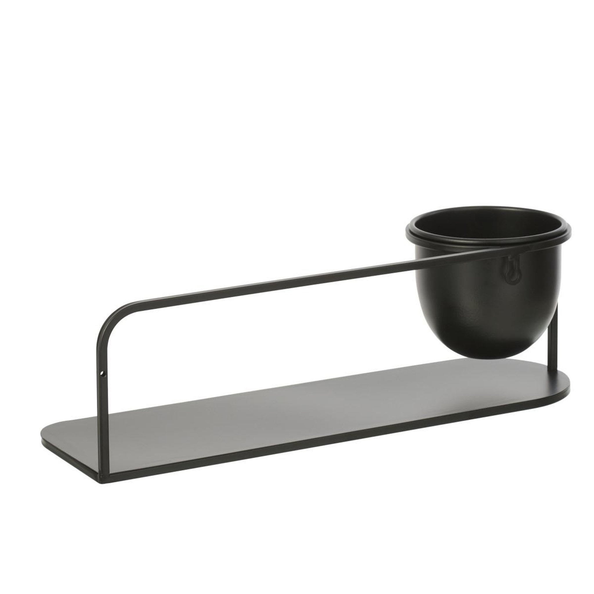 Voir la diapositive 3 : J-LINE Étagère murale avec cache-pot  duo  53cm noir