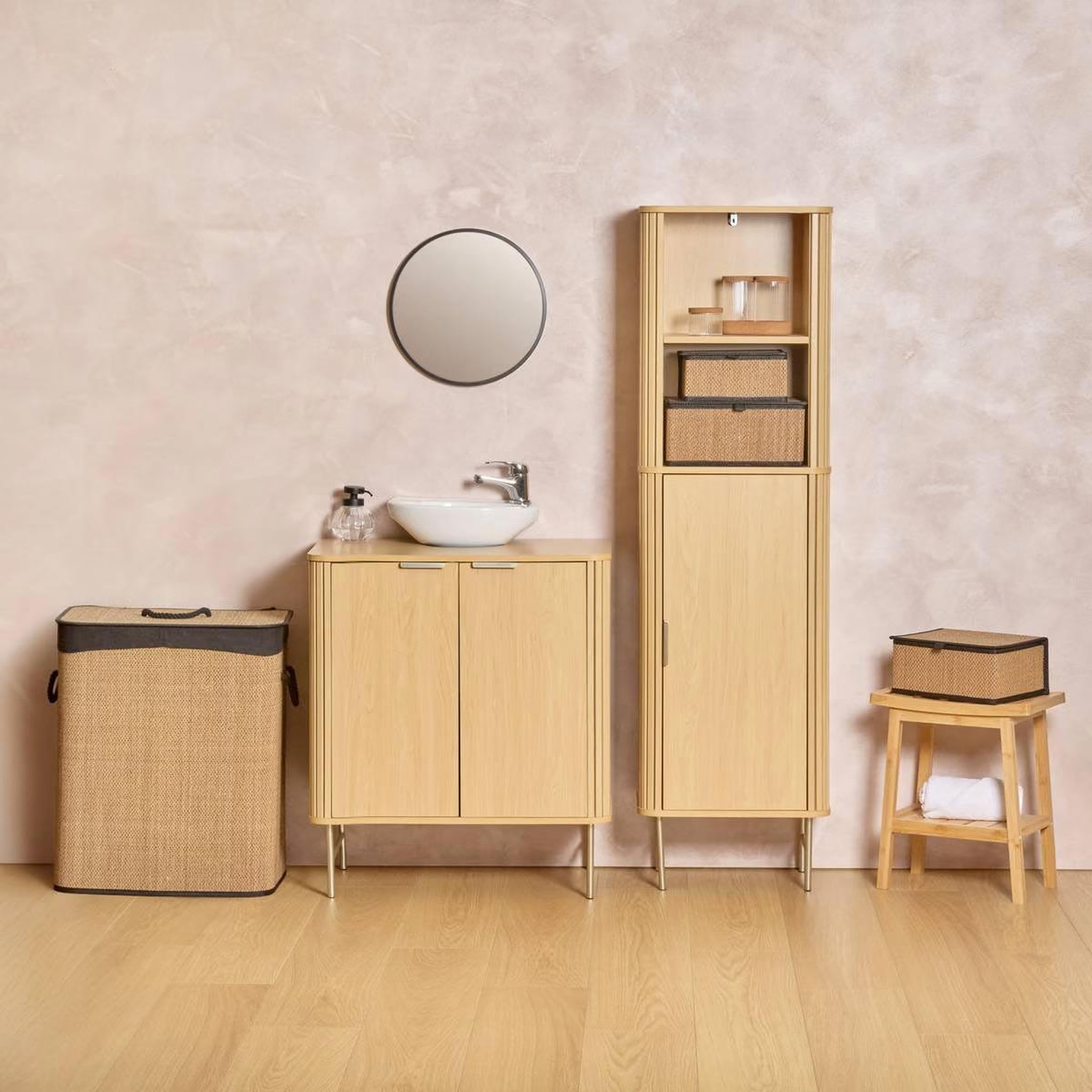 Voir la diapositive 2 : FIVE Lot de 3 boîtes en bambou  stemy  32cm noir