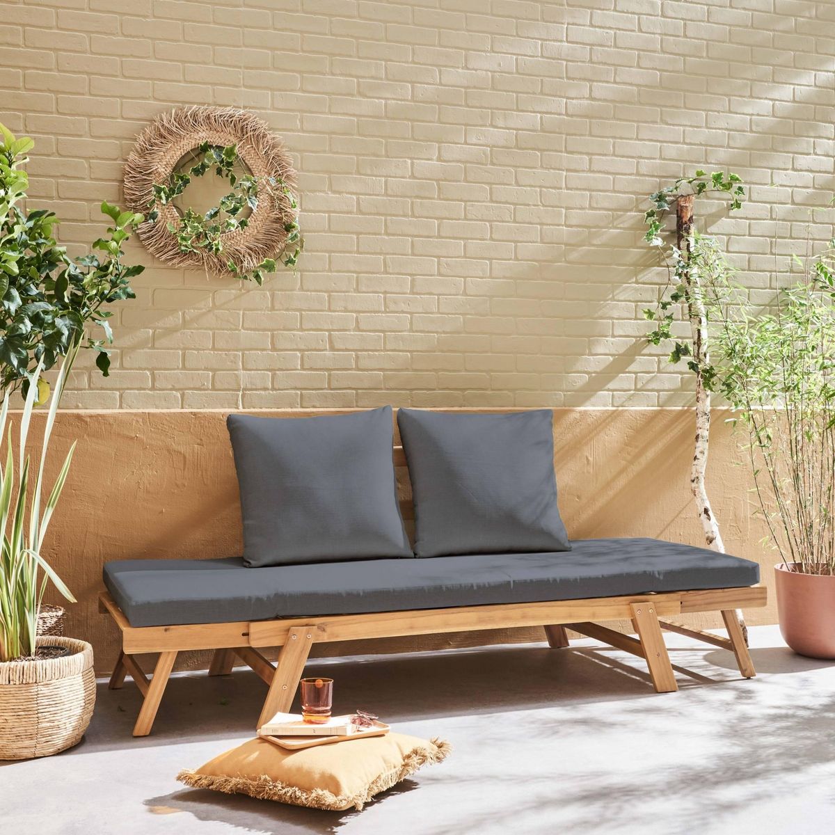 SWEEEK Banquette de jardin bois d'acacia 2/3 places JALANCE 155 / 200 x 72 x 74.5cm