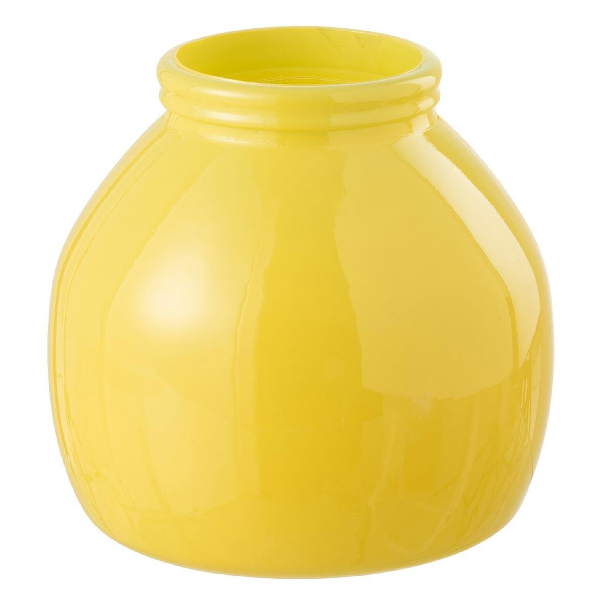J-LINE Vase déco en verre  cocoon  20cm jaune