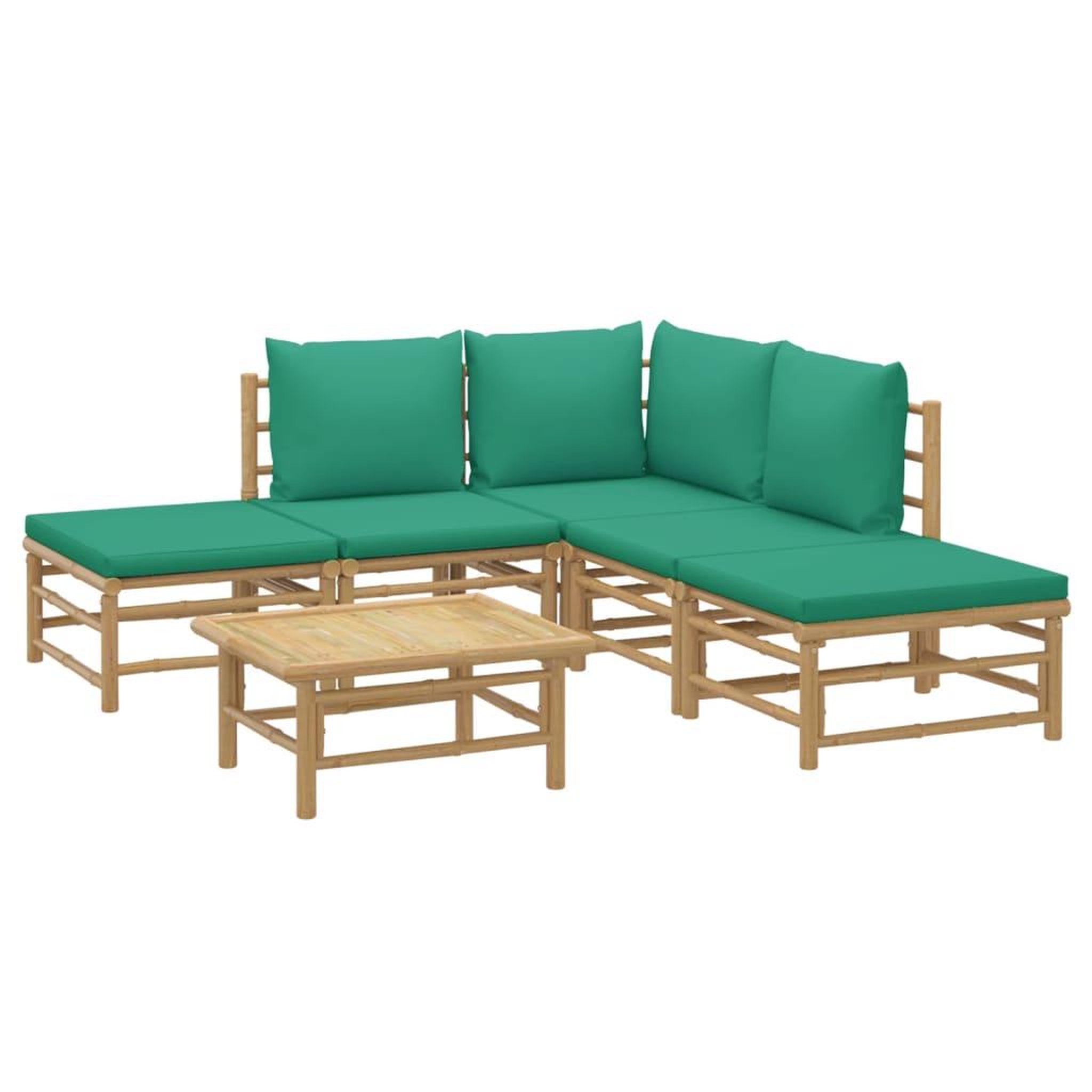 Voir la diapositive 3 : VIDAXL Salon de jardin 6 pcs avec coussins vert bambou